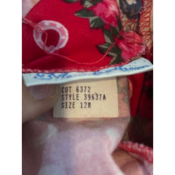 Vintage Mousefeathers Red Floral Print Short Sleeves Collared  Dress Size 12M - Picture 4 of 8